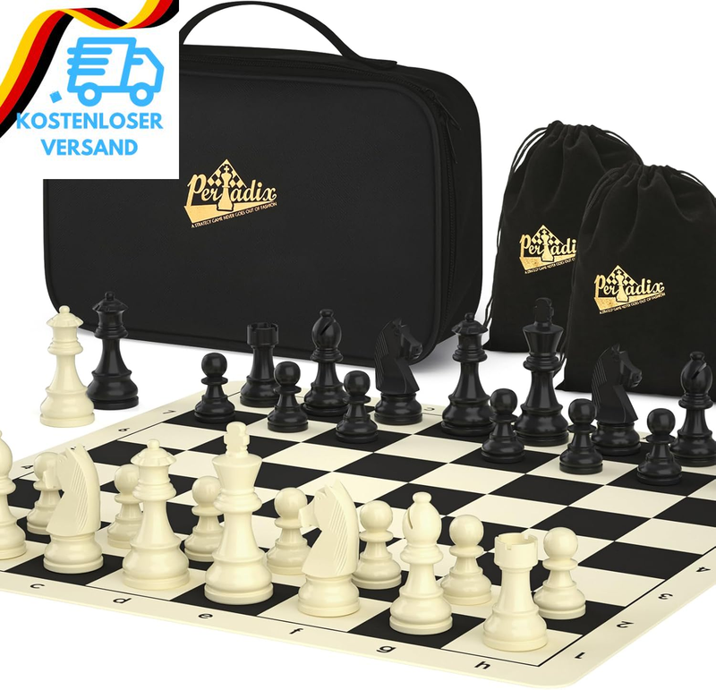 Peradix Schachspiel Mit 2 Queen-Stücke,50 Cm Große Größe Riesenschach,Kieselgel Schachbrett Hochwertig,Schach Draußen Mit Tragetasche Für Kinder Geschenk