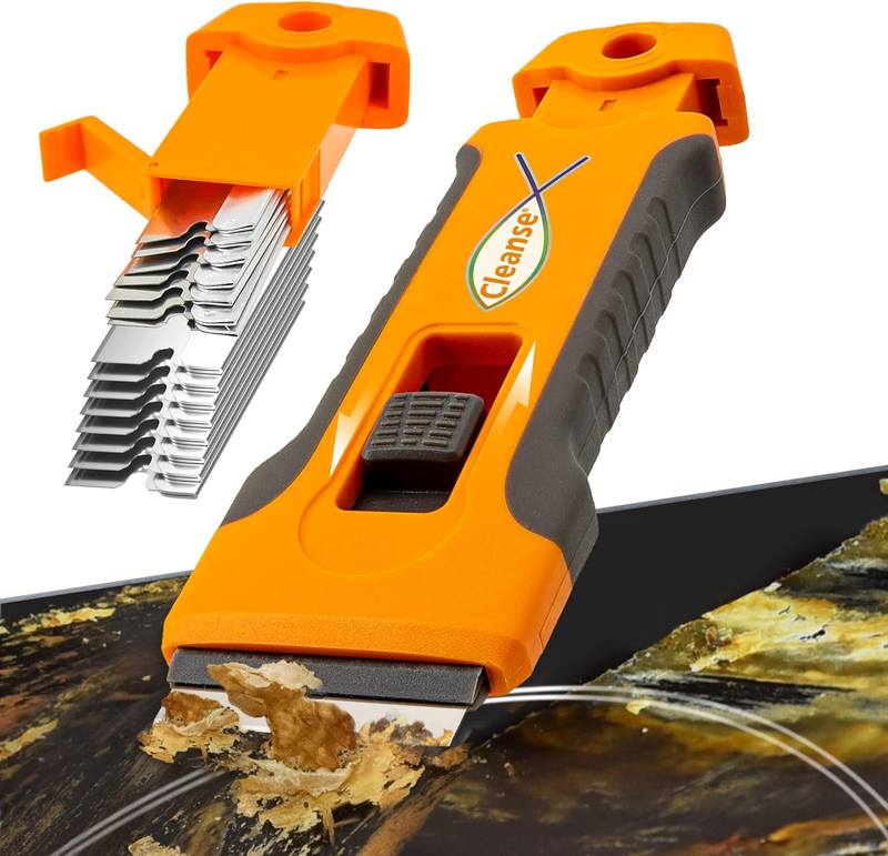 Razor Blade Scraper with 15 Spare Replacements - Glass Stove Top, Oven, Cooktop