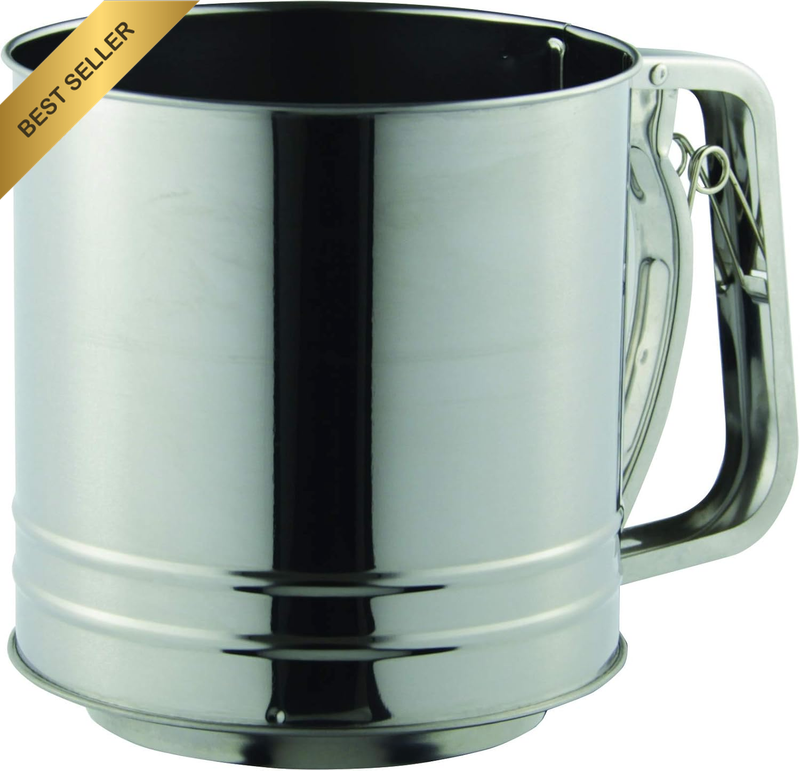 Stainless Steel Flour Sifter, 5 Cup Capacity, Silver