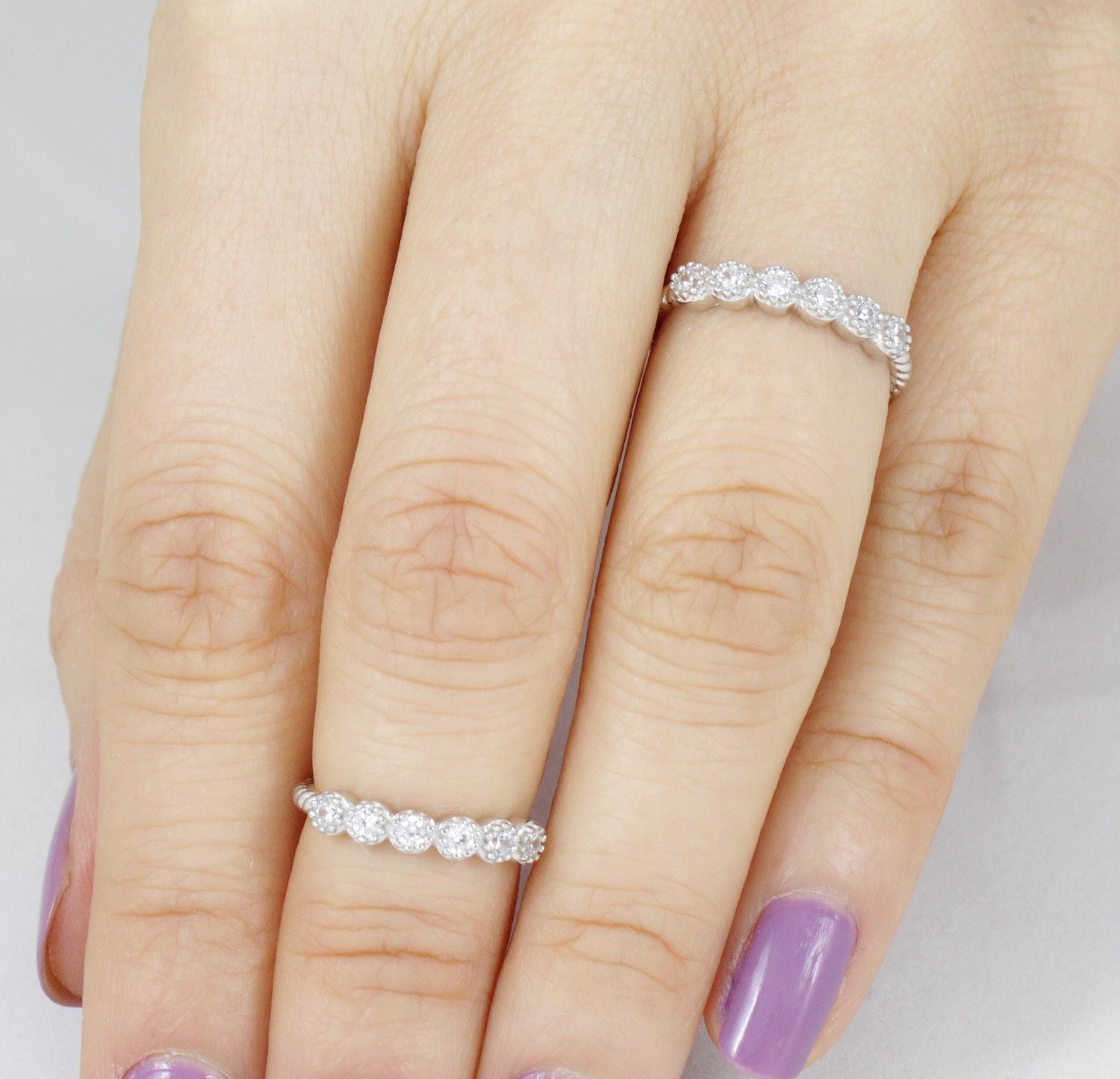 Sterling Silver Skinny 6-Stone Cz Knuckle Midi Band Ring