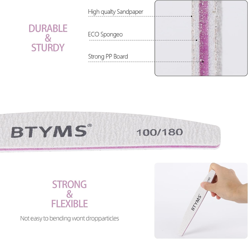 25 Pcs Nail Files 100/180 Grit Double Sided Emery Boards Coarse and Medium Nail