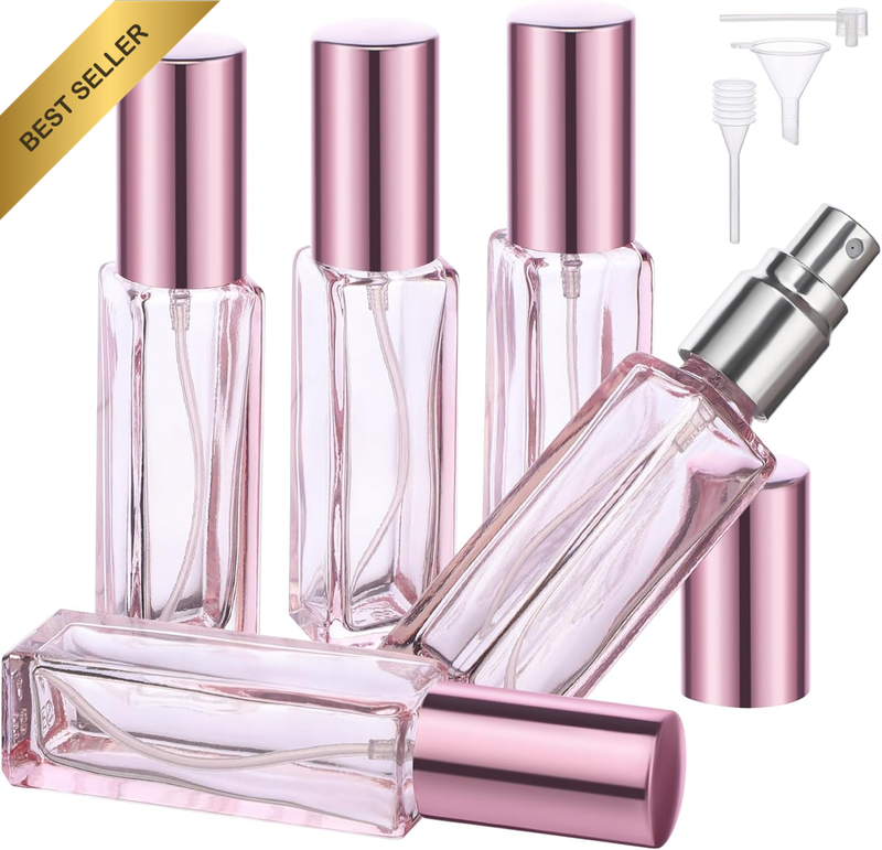 Travel Perfume Refillable Bottle, 5 Pcs 10Ml Clear Glass Atomiser Spray Bottles,