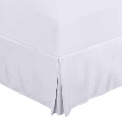 54''x75'' Full Bedding White Bed Skirt Quadruple Pleated Ruffle Drop to 16 Inch