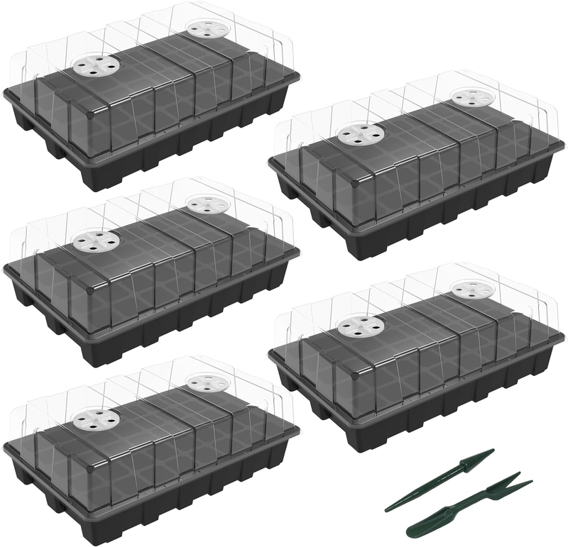 5-Set Seed Starter Tray Kits, Durable Plant Germination Trays with Humidity Vent