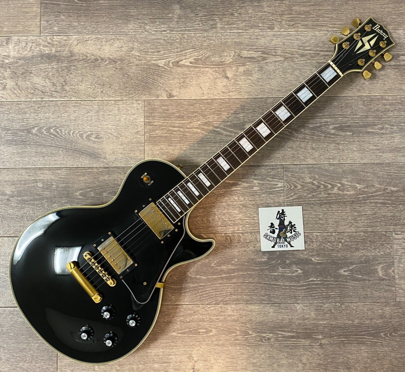 Burny Les Paul Custom Black RLC-60 Electric Guitar Lightning Burny Les Paul Custom Black RLC-60 Electric Guitar Lightning