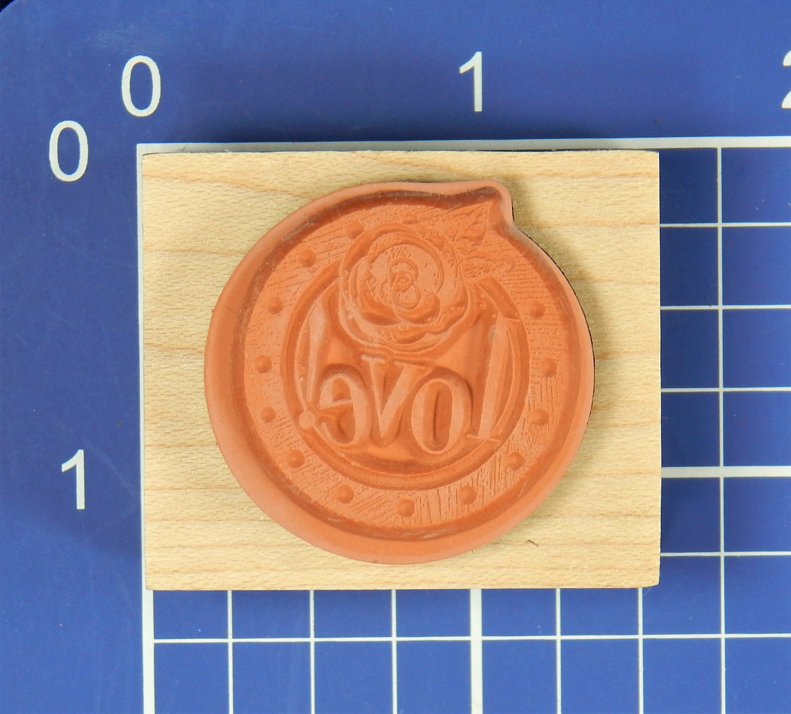 LOVE! With ROSE, CIRCLE Wood Mounted Rubber Stamp by Tim Coffey, Inkadinkdo