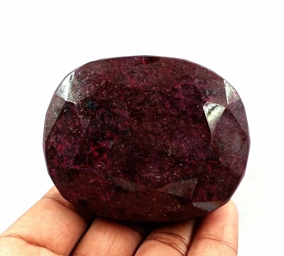 220 Ct Certified Real Oval Cut Faceted Natural African Red Ruby Gemstone AKU