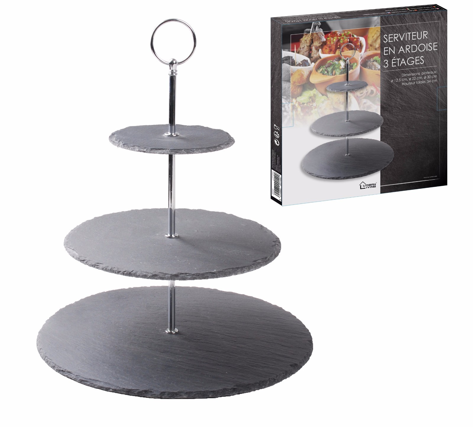 3 TIER GREY SLATE STONE CAKE STAND PRESENTATION SANDWICH TEA PARTY
