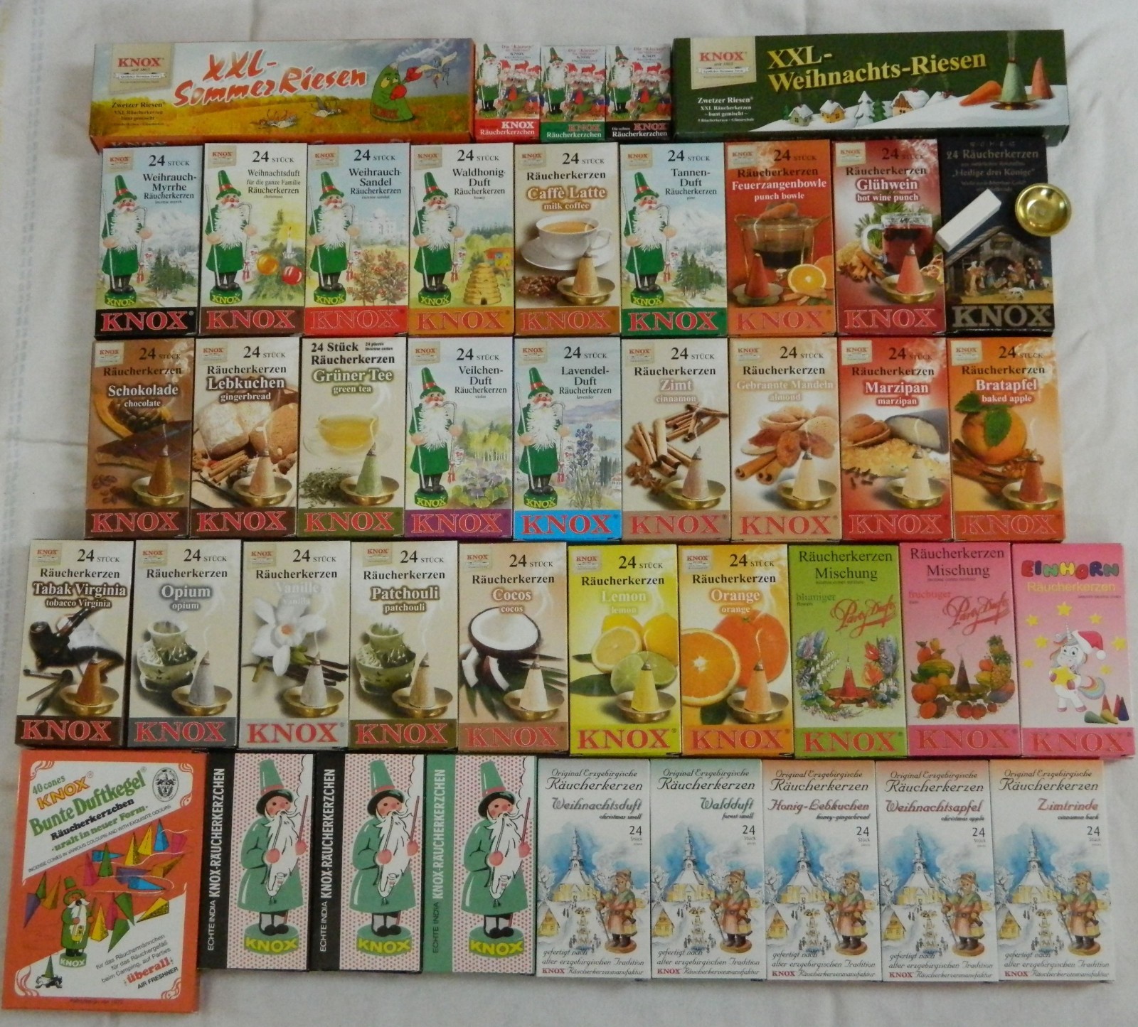 Knox Räucherkerzen 47 verschiedenen Größen / Düfte    Mini, M, XXL Räucherkegel 