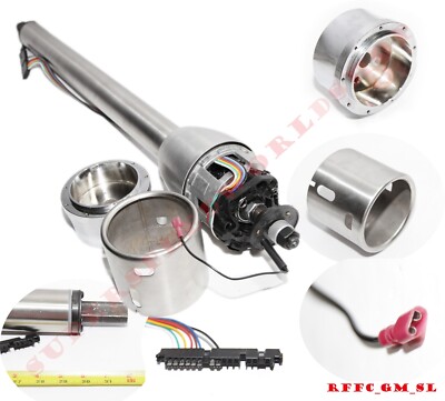 Universal 32'' GM Style Floor Shift Steering Column+9 holes Wheel Adapter Silver
