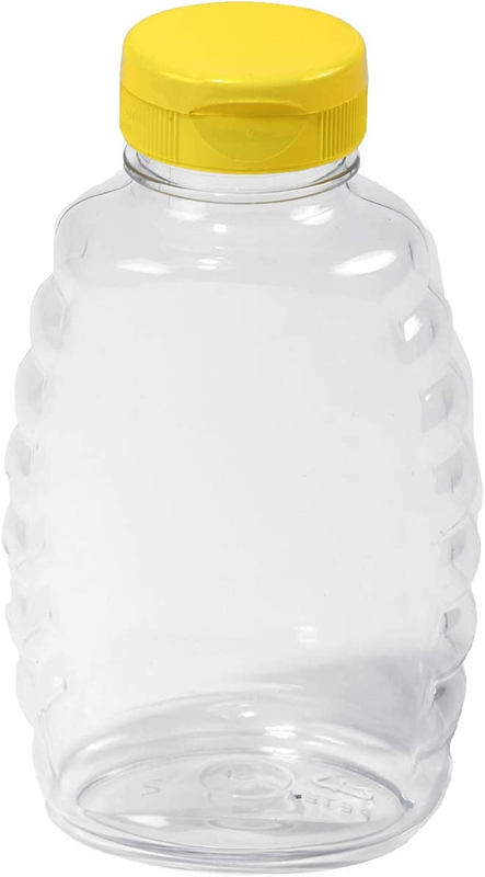 Plastic Skep-Style Jar Honey Squeeze Bottle with Flip-top Lid (16 Ounce,12 Pack)