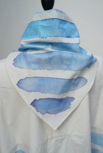 Pre-owned Toogood The Fisherwoman Hand Painted Cotton Dress — Breton Limited Edition Xl In Blue/ivory