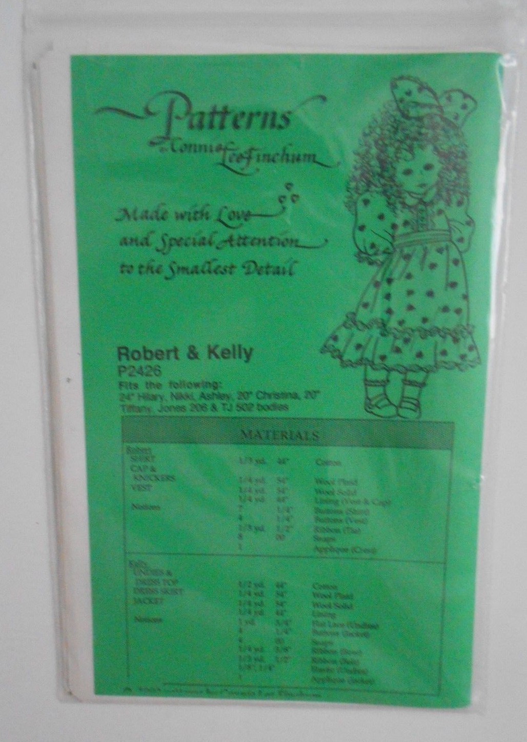 Patterns By Connie Lee Finchum Robert & Kelly P1426 Fits 24