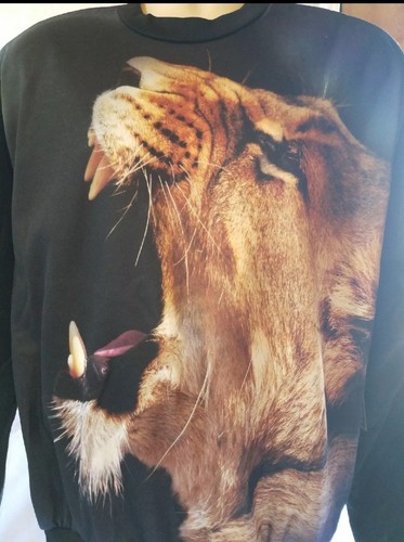 M-HOTWIRE Tiger Animal Print Black Blue long sleeve Sweatshirt Adult Size 2XL