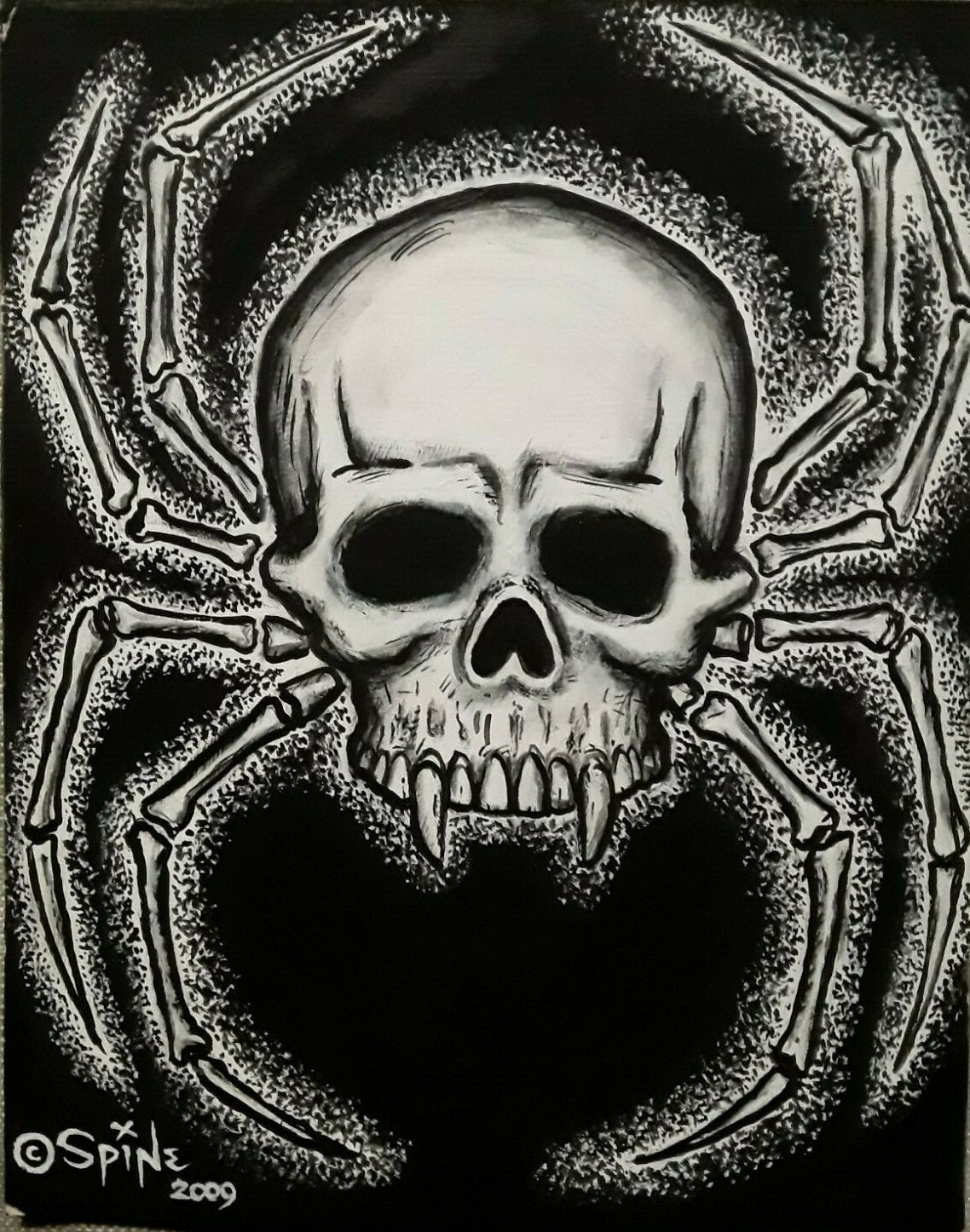 スケルトン ホラーアート Original Art by Spine Horror Monster Comic Punk Vampire