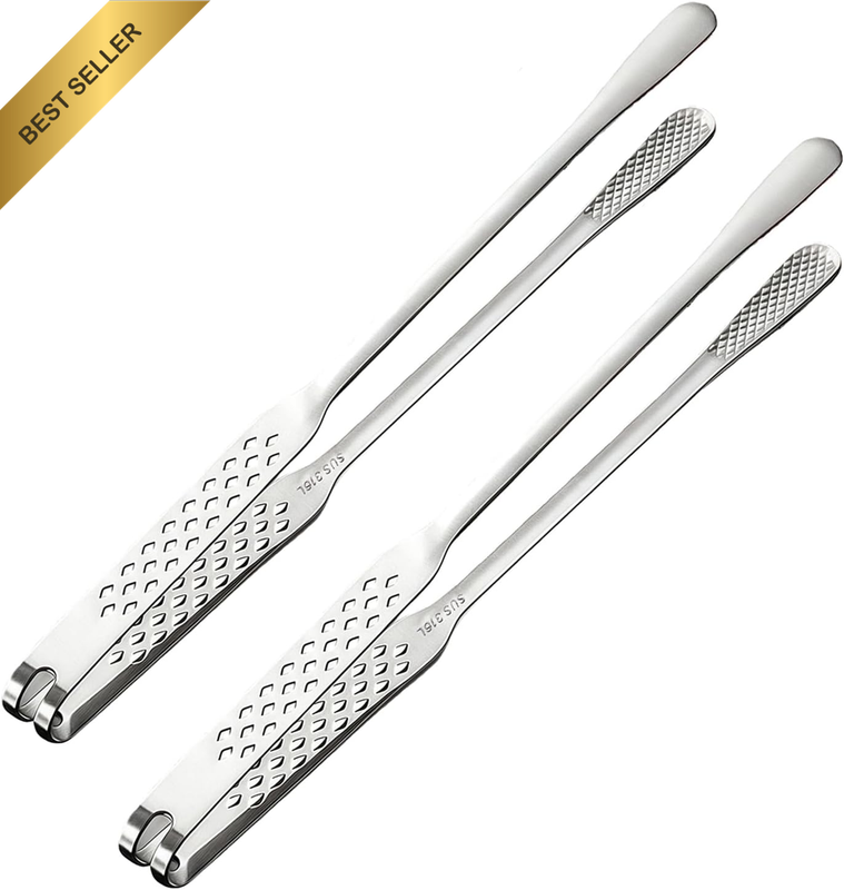 2 Pack 12 Inch 316 Stainless Steel Food Tongs – Extra Long Heat Resistant for BB