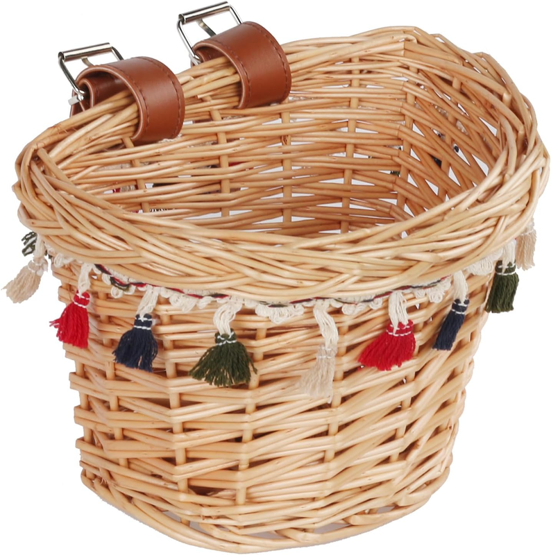 AVASTA Wicker Kids Bike Basket for 12 14 16 18 20 Inch Girls