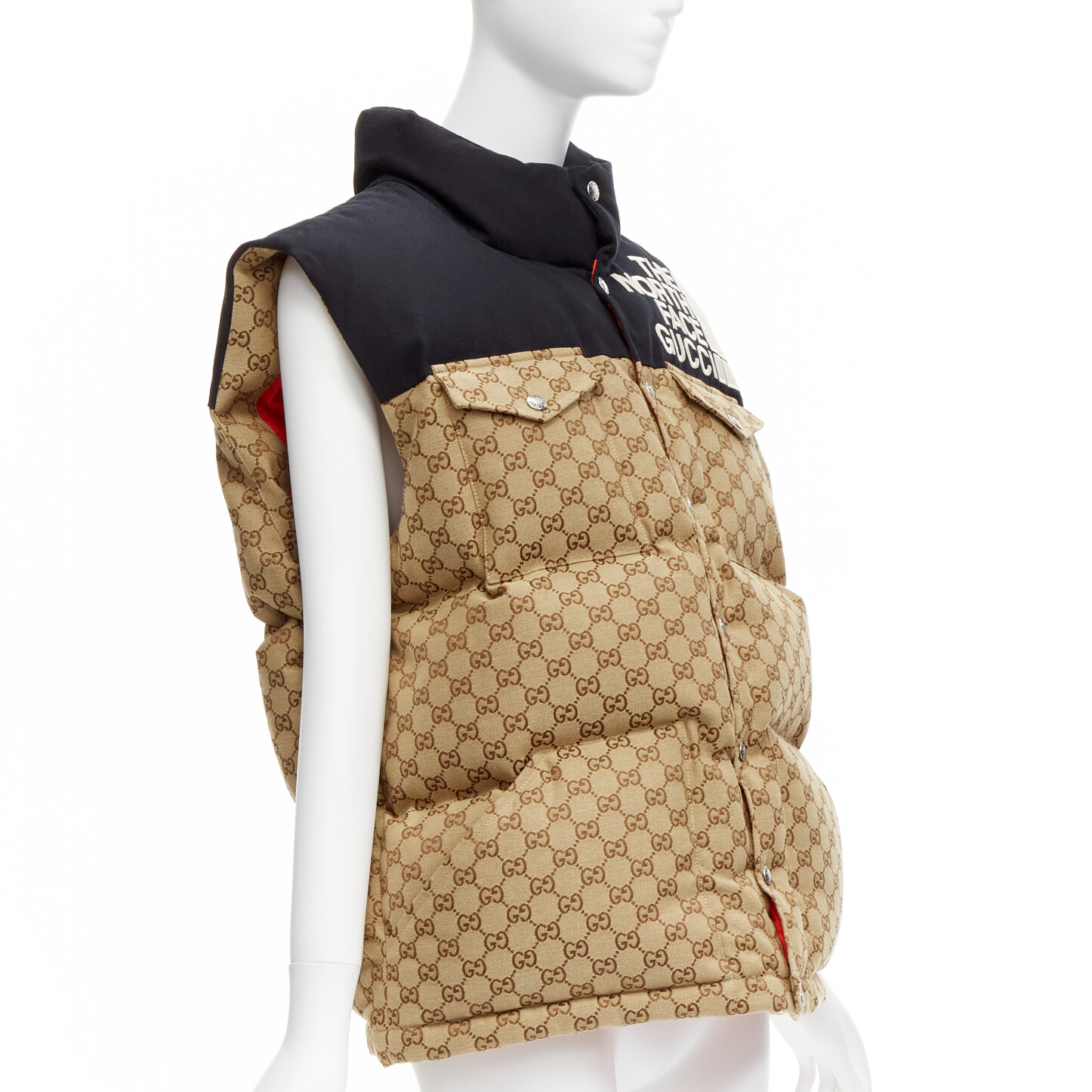GUCCI THE NORTH FACE black beige big logo GG monogram padded GUCCI THE NORTH FACE black beige big logo GG monogram padded