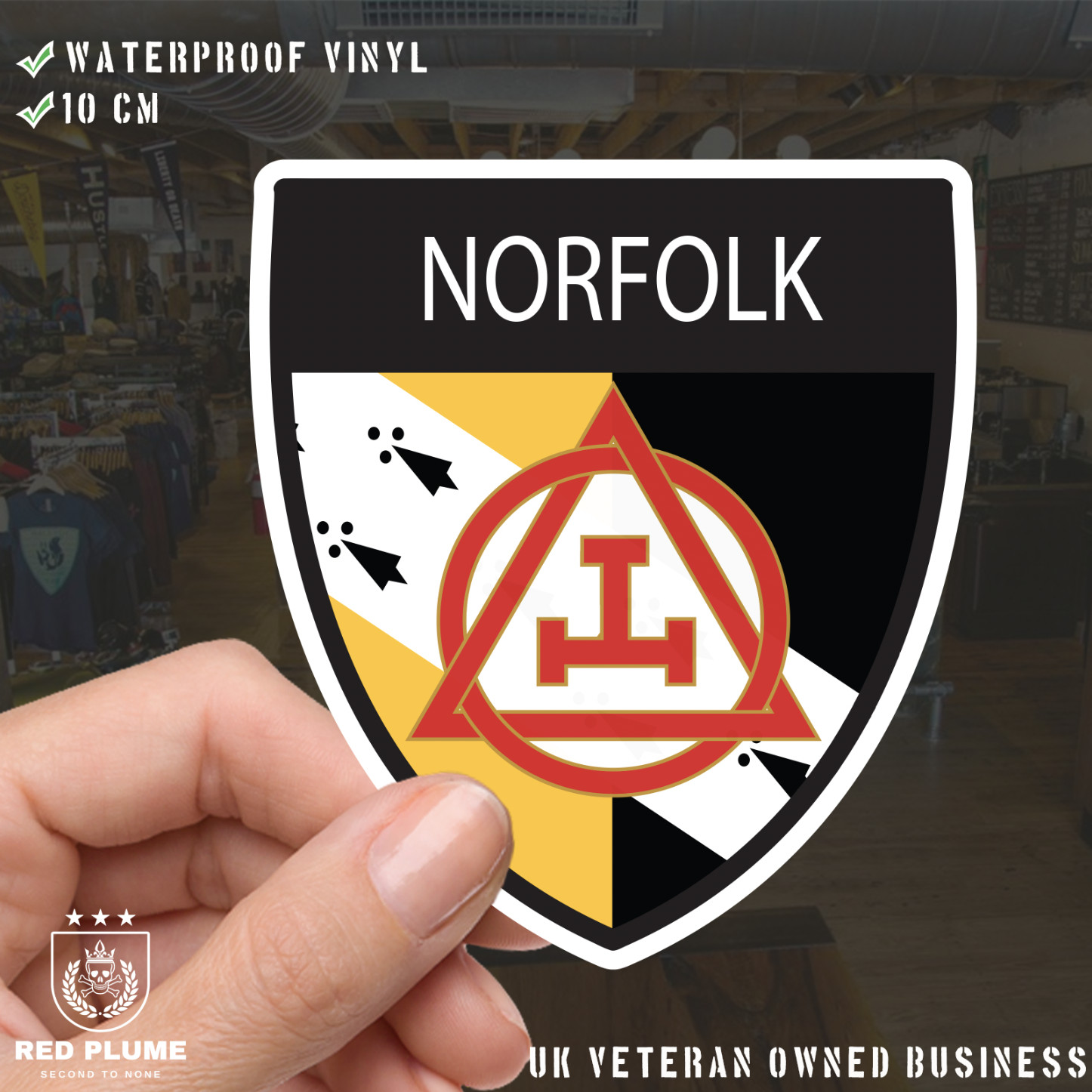 Norfolk Masonic Holy Royal Arch Shield Sticker - Picture 1 of 4