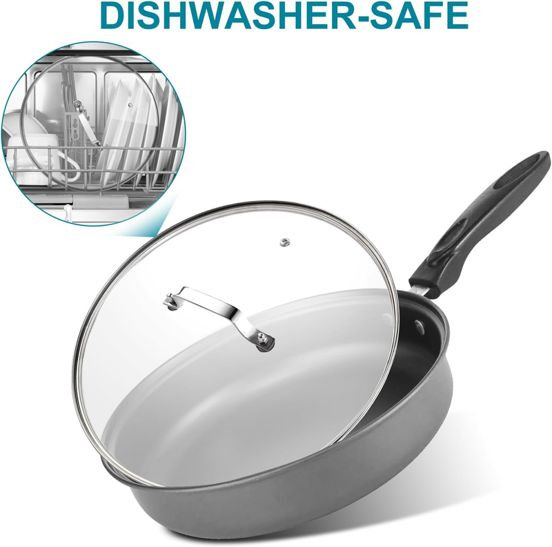 12 Inch Pan Lid - Glass Lid with Stainless Steel Handle for Frying Pan and Pots 