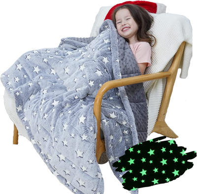 Minky Kids Glow Weighted Blanket Fuzzy 3Lb Weighted Blanket Twin