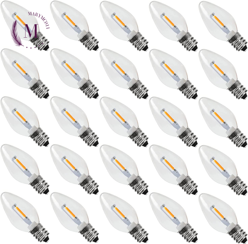 25PACK LED Night Light Bulbs, C7 Candelabra LED Light Bulbs, E12 Chandelier Base