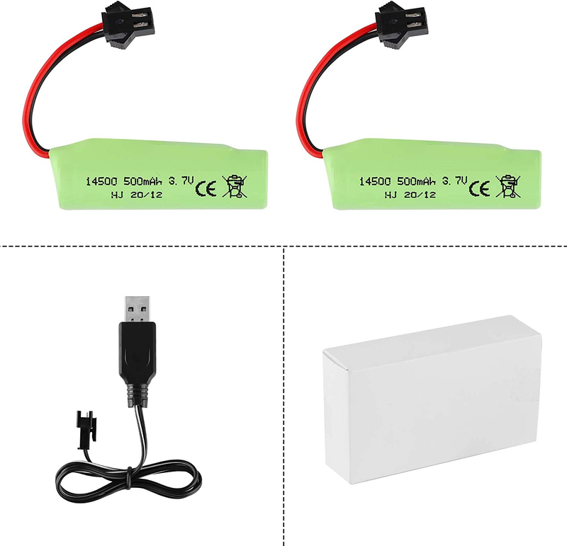 Rc Car Battery - 2 Pack 500Mah Batteries 3.7V Li-Ion Rechargeable for Double Sid