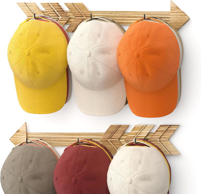 Rack For 30 Baseball Caps 2 Pack Rustic Wood Arrow Hat Organ