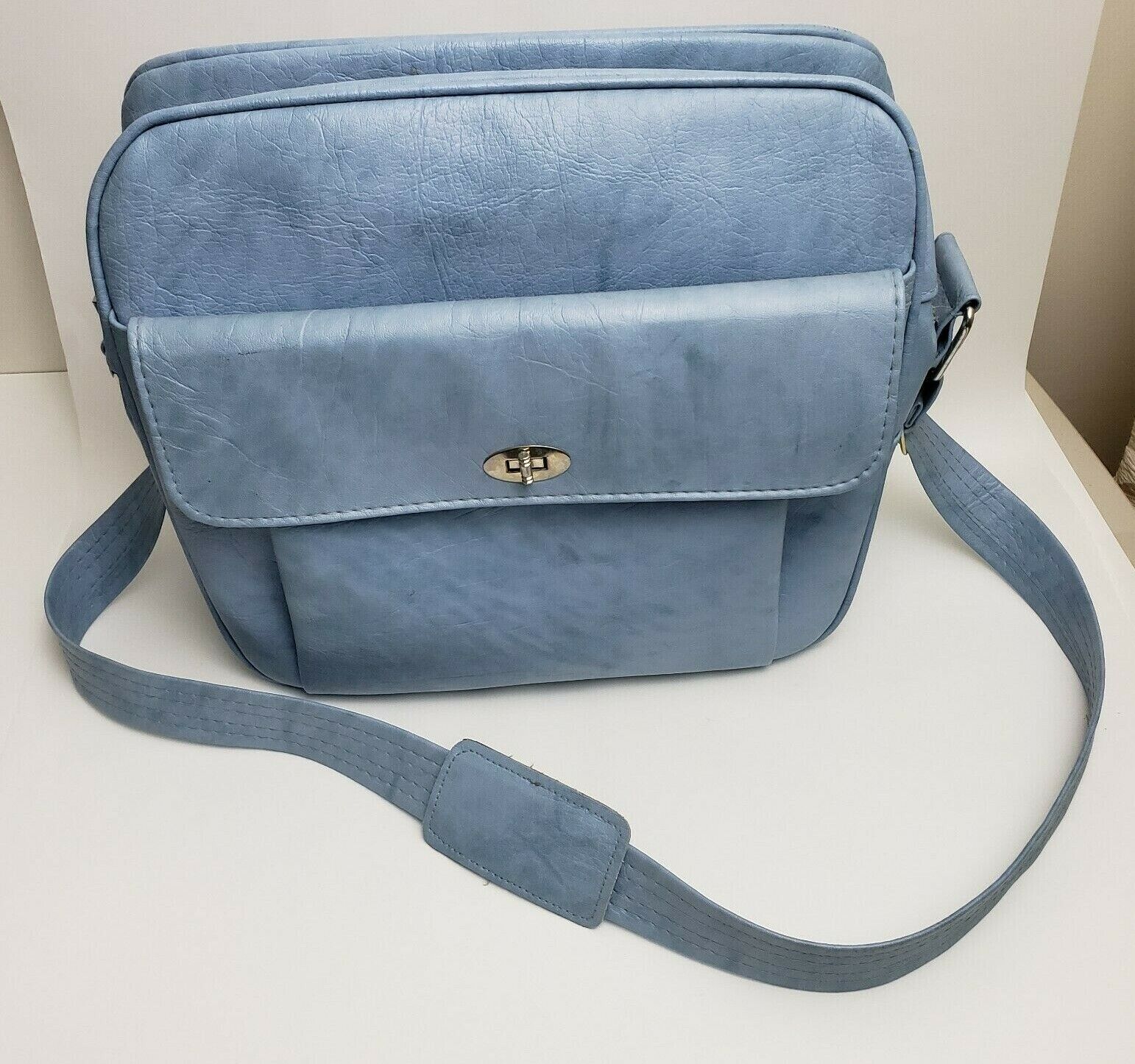 Vintage Samsonite Profile Blue Travel Bag Carry On Shoulder St...