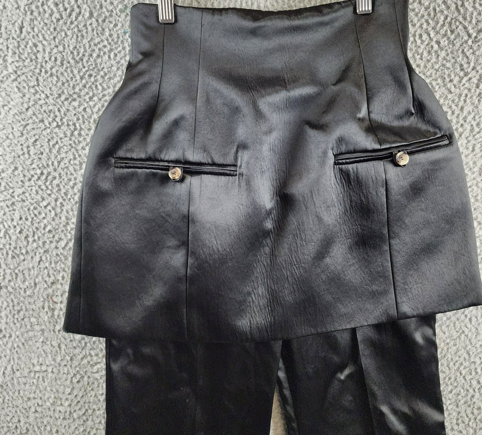 A.W.A.K.E. MODE Layered Skirt Pants Womens 36 Black Welt Pocket Back Zip Closure - Picture 7 of 18