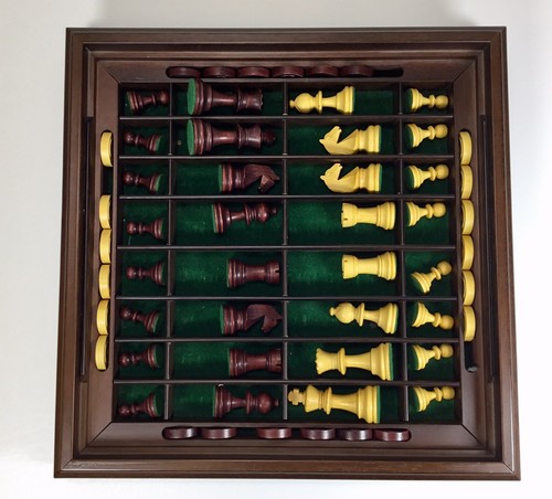 Wooden Chess & Checker Board Set Quality Storage Board 13.5 X 13.5 EUC