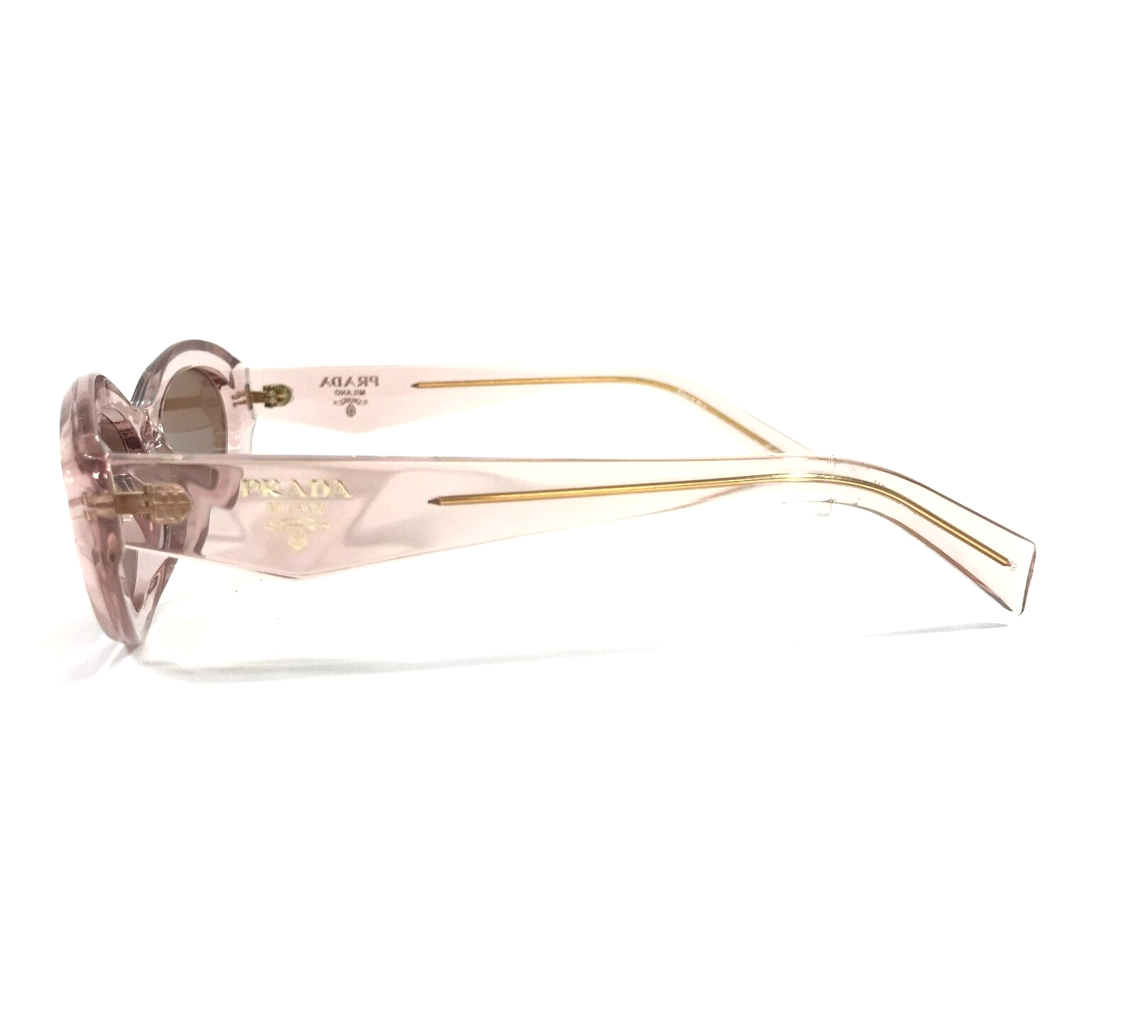 Pre-owned Prada Sunglasses Spr26z-f 19q-10d Transparent Pink Cat Eye Frames W Brown Lenses