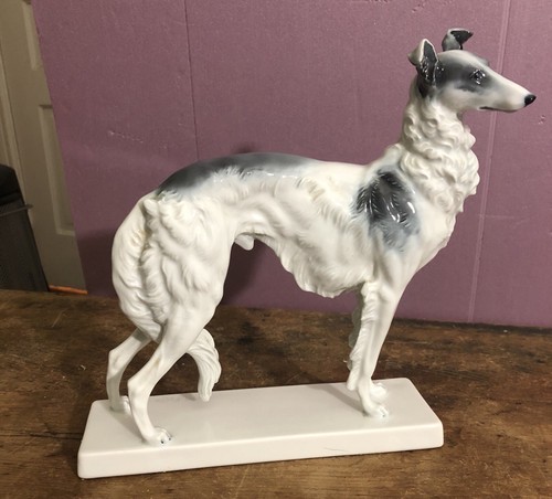 Rosenthal large 10” tall Borzoi dog porcelain figurine Mint