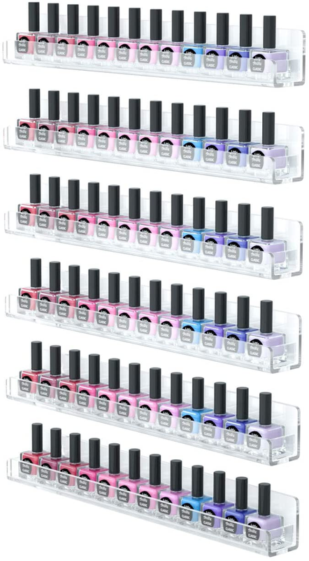 Nail Polish Wall Rack 6 Shelves Clear Acrylic Nail Polish Holder Organizer for 6