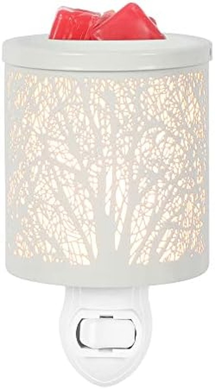 White Metal Plug in Wax Warmer Tree Pattern Wall Warmer for Scented Wax with Removable Tray Candle Warmer Plug in Night Light for Home…