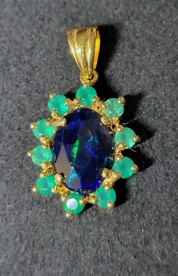 Artisan Black Ethiopian Green Onyx 925 Sterling Silver Pendant 2376