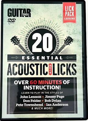 20 Essential Acoustic Rock Licks (DVD) learn & play guitar, John Lennon, *NEW