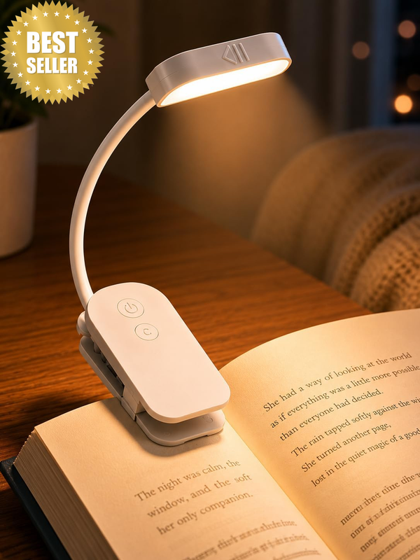 Pocket Sized Clip on Book Light Mini Reading Light with Flexible Gooseneck Recha