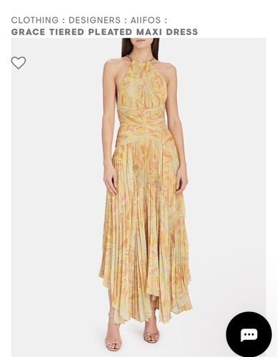 Pre-owned Aiifos Grace Tiered Pleated Maxi Dress Size 4 (retail $795) In Multicolor