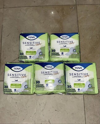 Lot of 5 TENA Sensitive Care Ultra Thin Pads 30ct