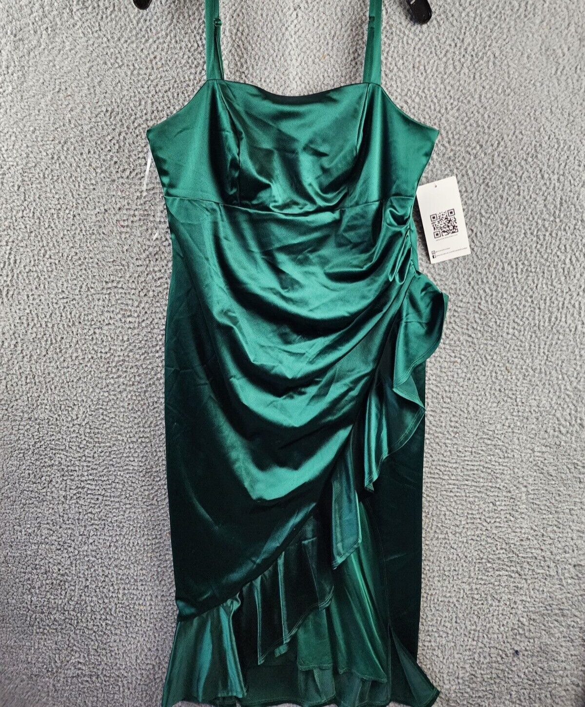 Emerald Sundae Trendy Plus Size Ruffled Midi Dress Women's 16 Hunter Back Zip - Picture 2 of 14