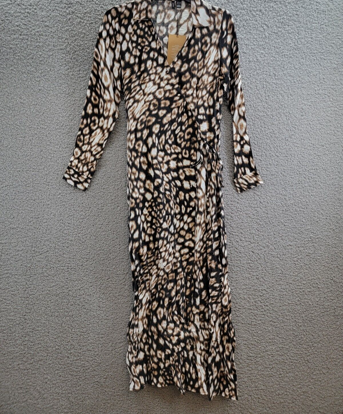 Vero Moda Josie Rika Shirt Dress Women's XS Brown Multi Button Tie Closure L/S - Picture 2 of 19