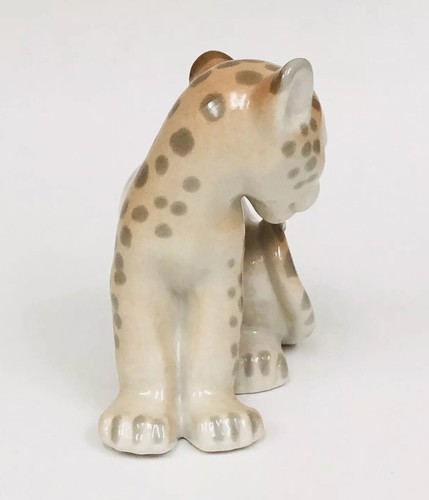 Vintage Lomonosov Cheetah Cub Cat Fine Porcelain Made In USSR RUSSIA