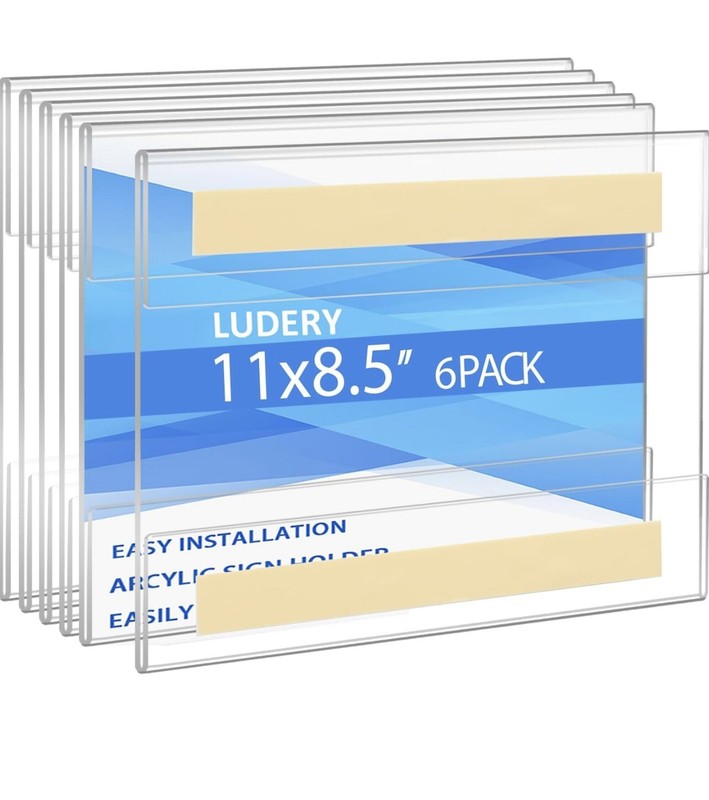 Acrylic Sign Holder 8.5 x 11 Inches Horizontal 6 Pack,Clear