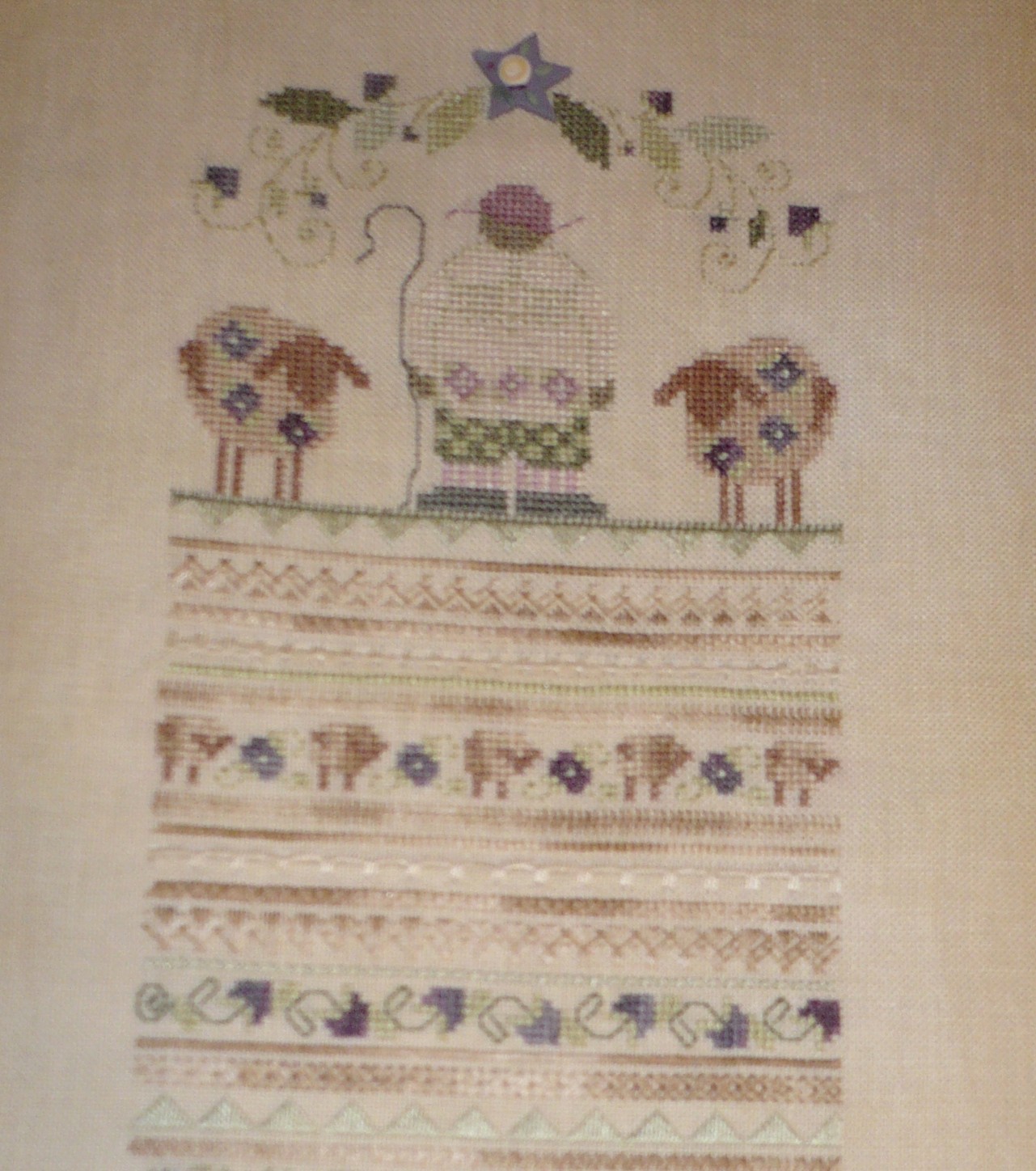 SHEPHERD Finished Completed Handmade Hand Made Cross Stitch Picture