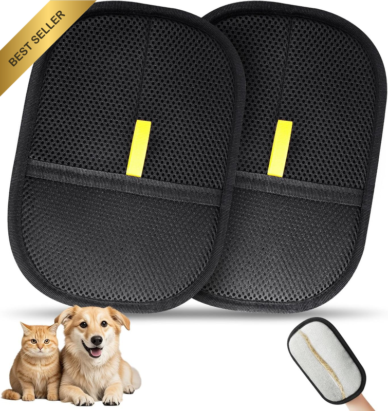 2 Pcs Pets Static Removal Gloves, Reusable Cat Dog Electrostatic Hair Remover Gr