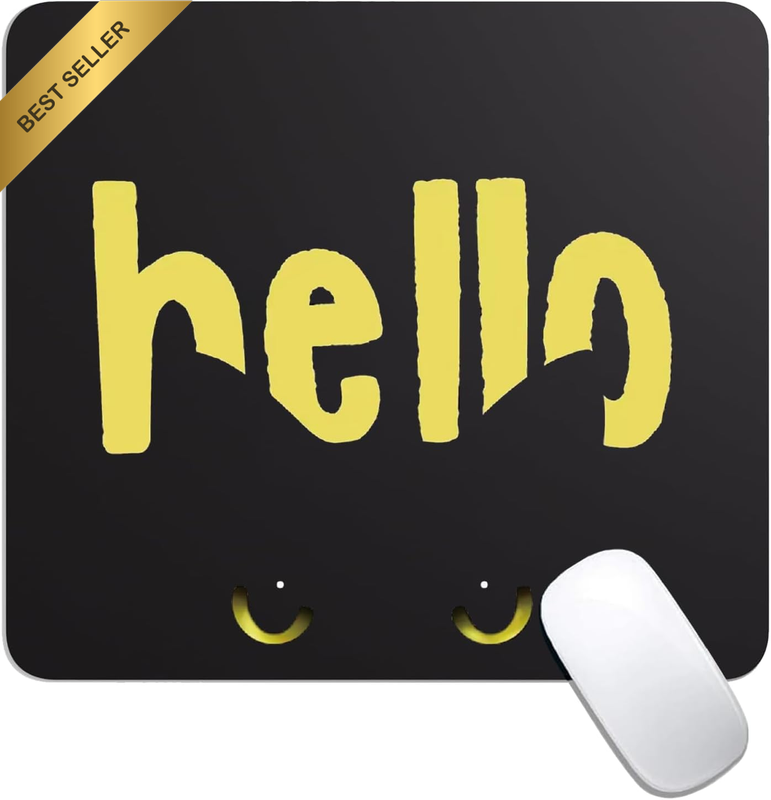Black Cat Mouse Pad Cat Lover Gift Cat Owner Gift (Hello Cat Mouse Pad)