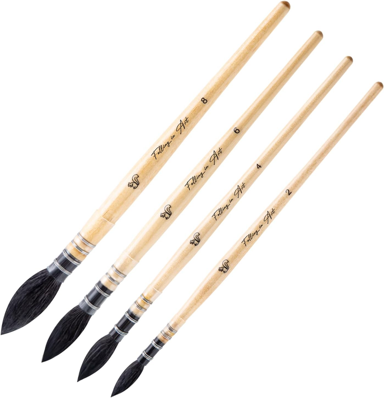 ARTIFY Pinstriping Brush Set, 6 Pcs Professional Mixed Squirrel Hair Detail Script Liner Brush, Scroll Brush, Sword Brush, Dagger Striper Brush, High Performance Lettering Brush For Painting