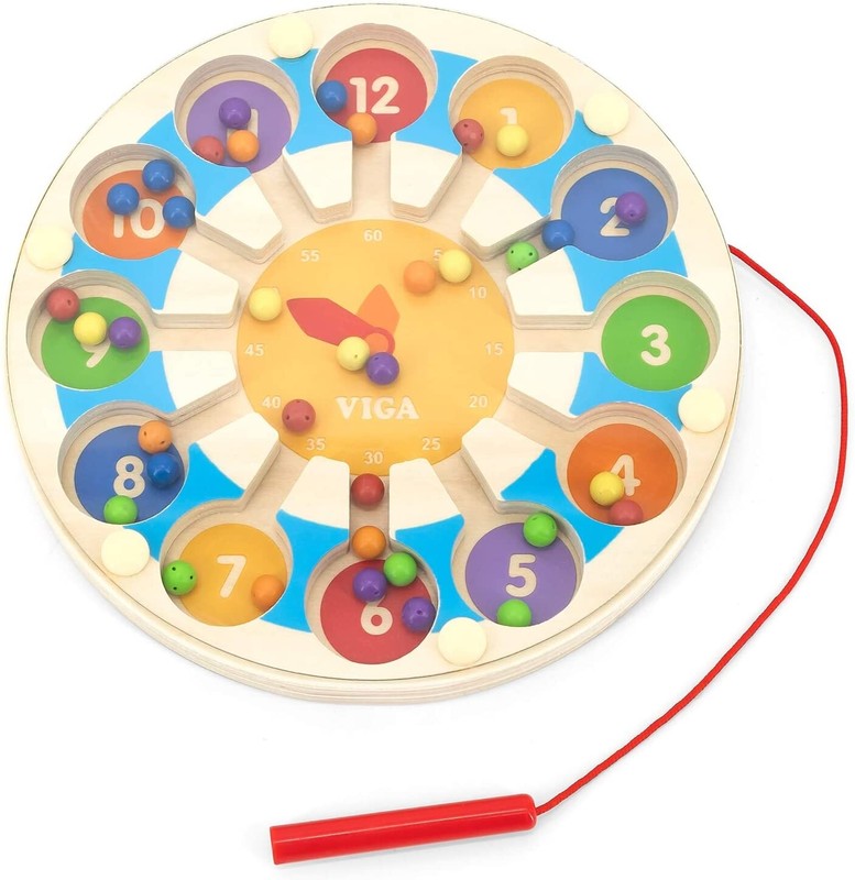 Viga Toys, Horloge Et Couleurs MagnÃ©Tique En Bois, Vig44560
