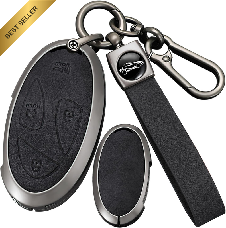 Leather Key Cover Fit for Hyundai 5/7 Buttons Key Fob Solid Car Key Case for Ion
